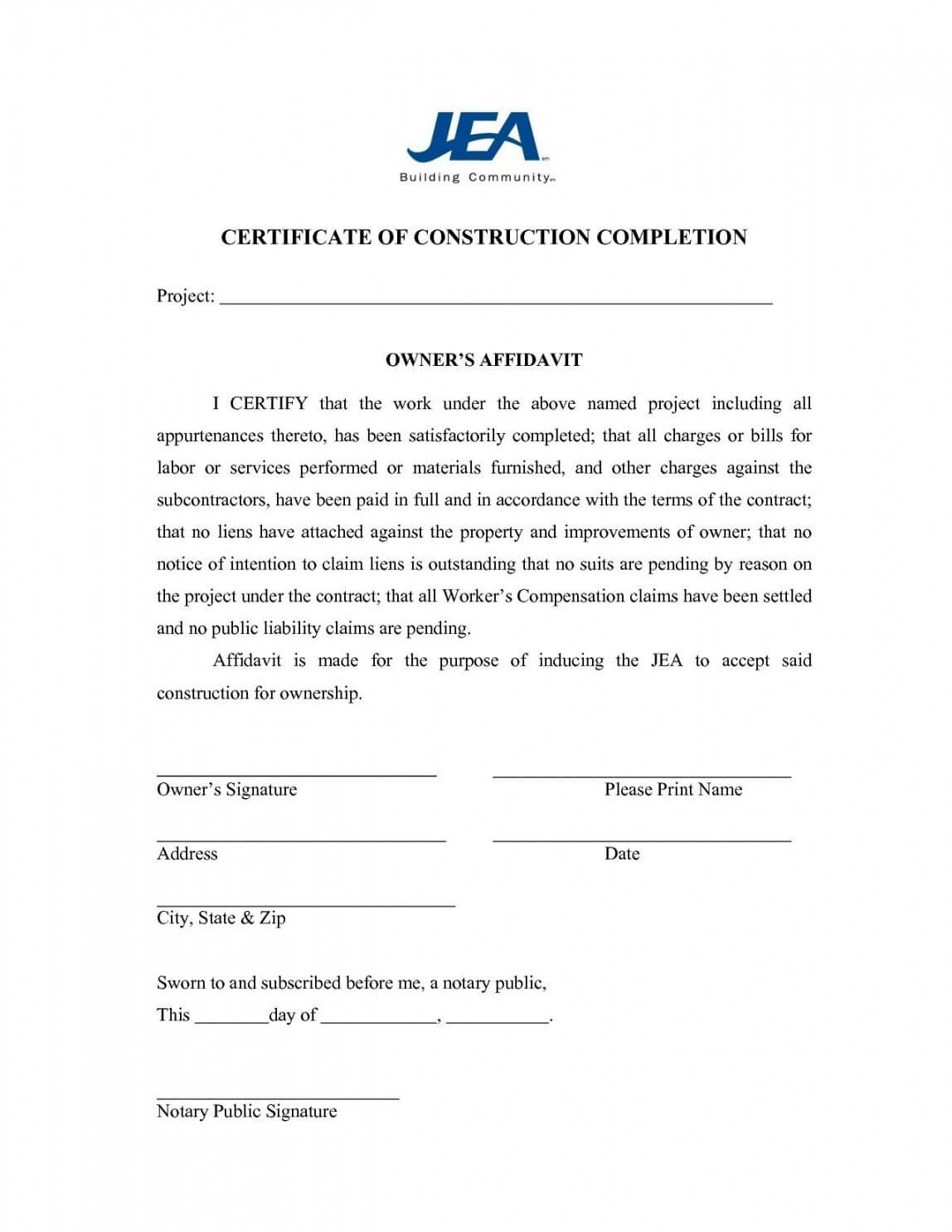 Project Completion Certificate Rmat In Word Template With Regard To Certificate Template For Project Completion