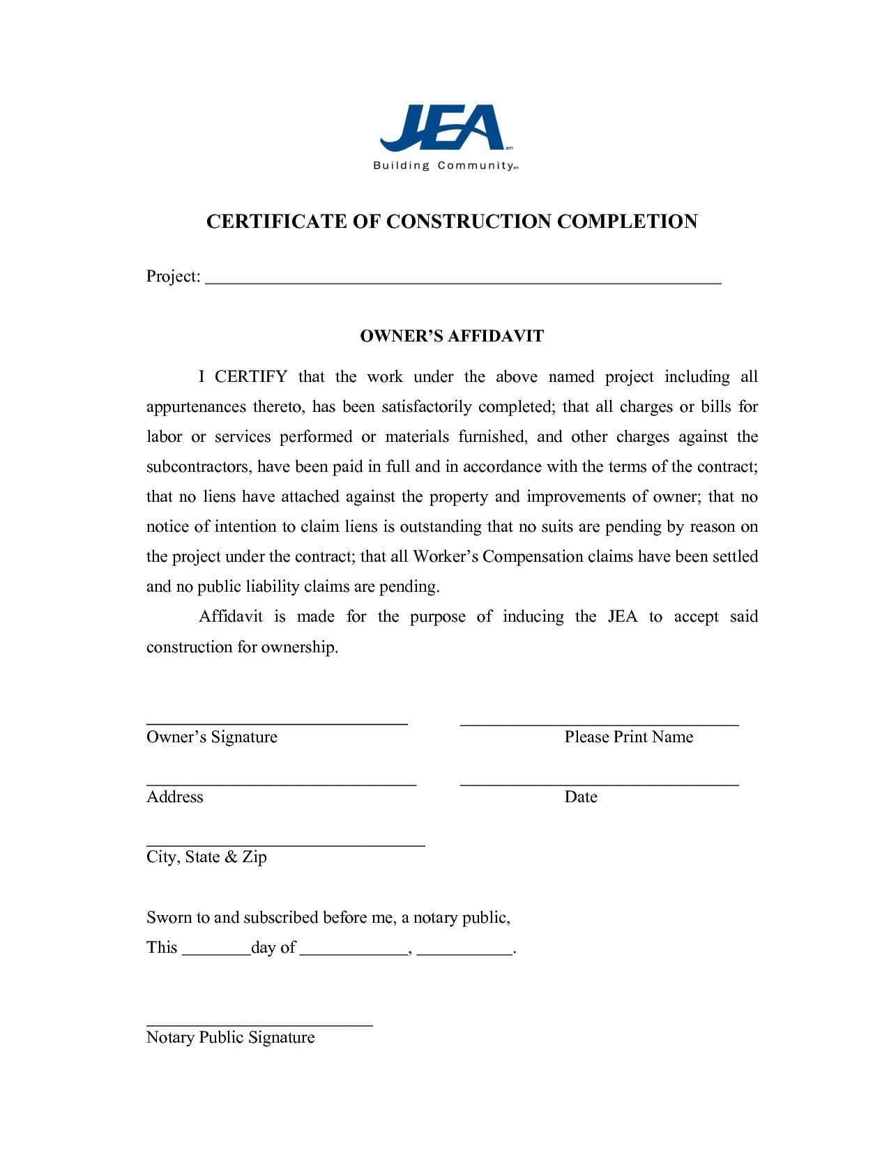 Project Completion Certificate Sample – Zimer.bwong.co Pertaining To Construction Certificate Of Completion Template