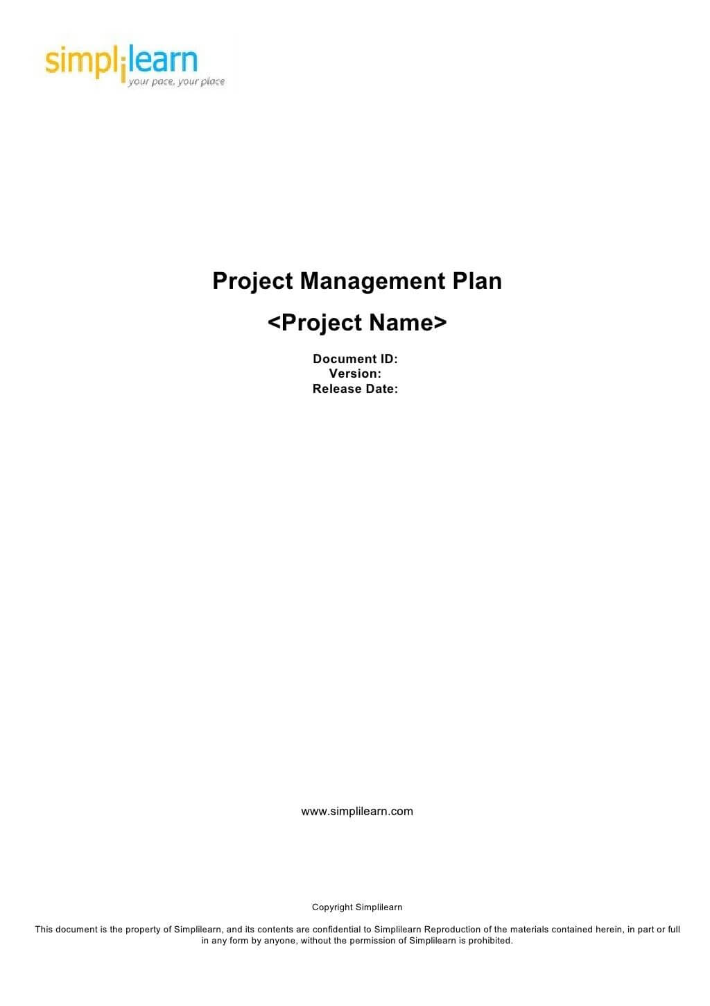 Project Management Plan Template | Project Management For Cover Page For Report Template