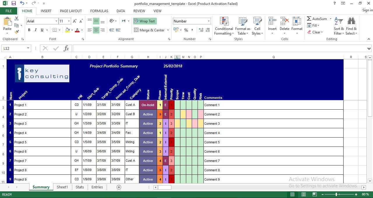 Project Portfolio Management Excel Template – Engineering Throughout Portfolio Management Reporting Templates