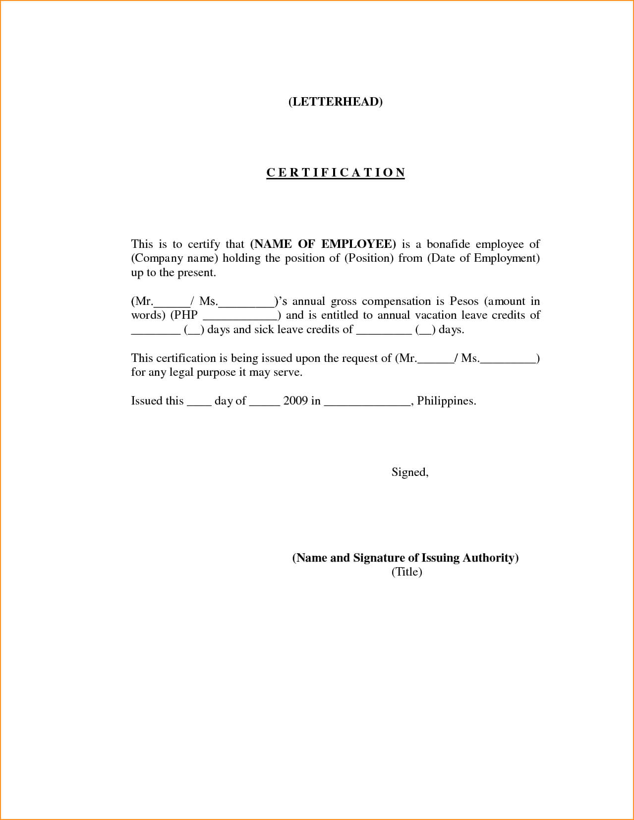 Proof Employment Letter Template Verification Form Regarding Australian Doctors Certificate Template