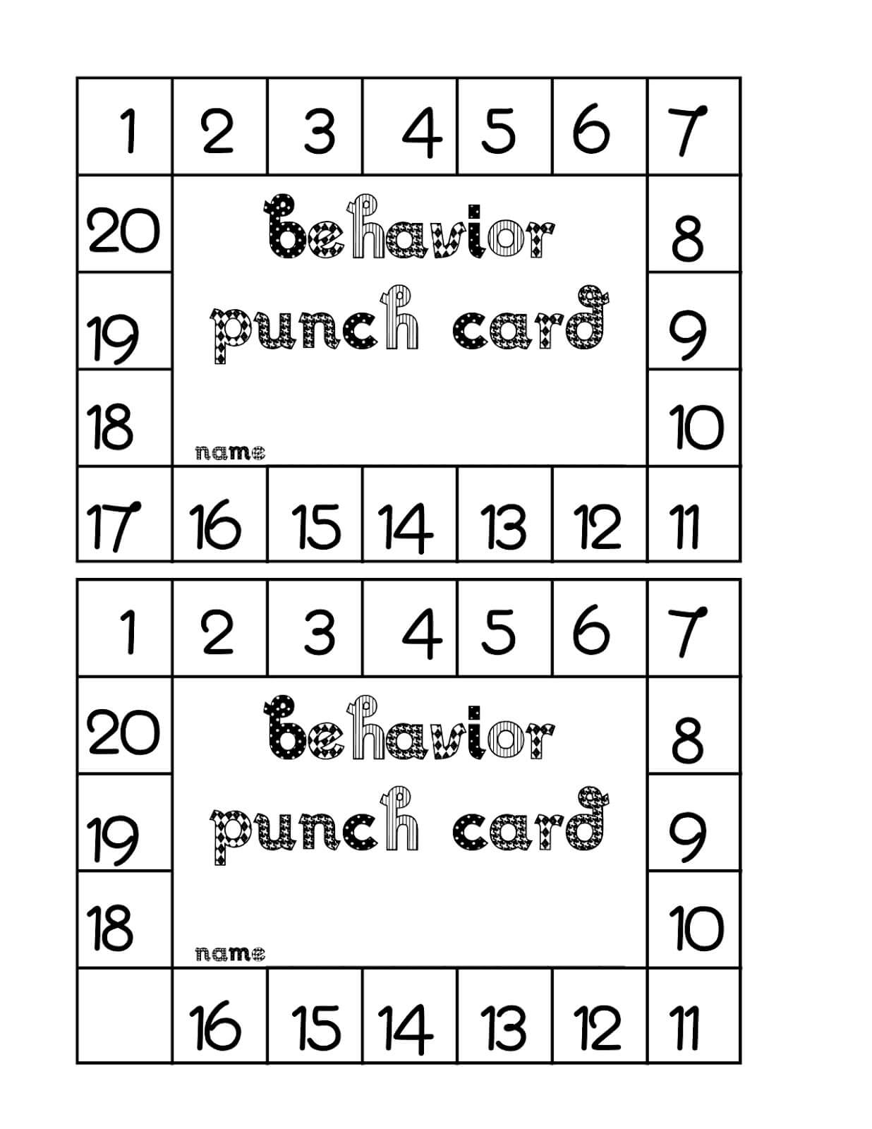 Punch Card Template Free Free Printable Punch Card For Reward Punch 