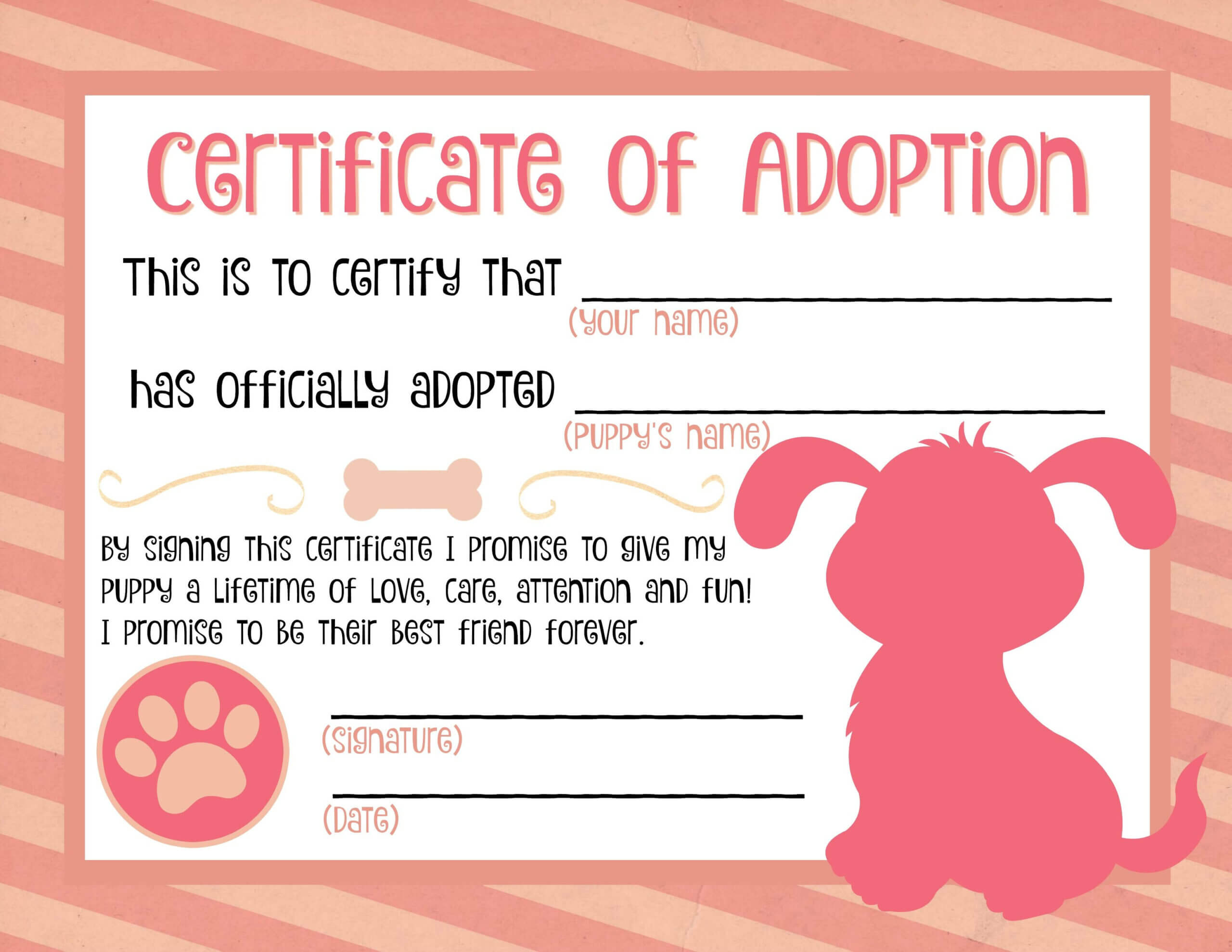 Puppy Adoption Certificate … | Adoption Certificate, Puppy Throughout Pet Adoption Certificate Template