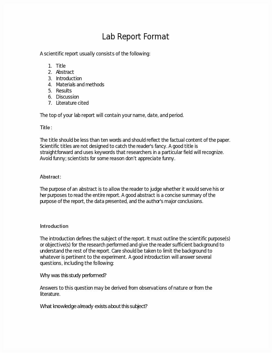 Purdue Owl Lab Report Example | Sample Customer Service Resume In Biology Lab Report Template