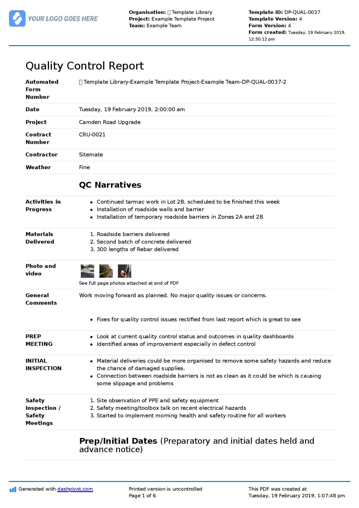 Qc Report Template (Better Format Than Excel) – Free To Use In Software Quality Assurance Report Template