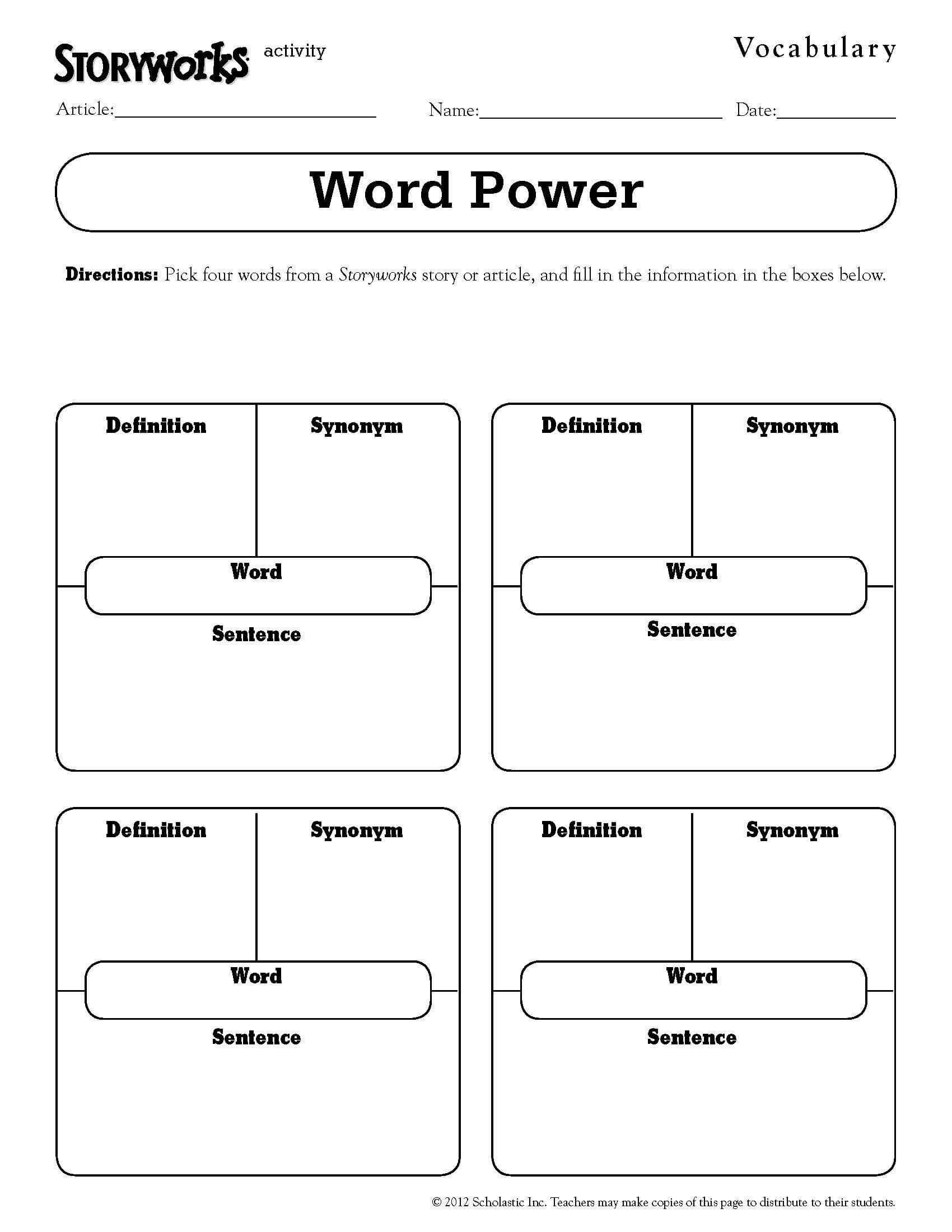 Quick And Easy Vocabulary Activity – Use It With Any Text With Regard To Vocabulary Words Worksheet Template