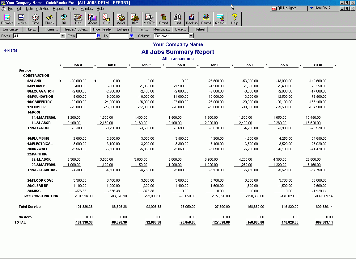 Quickbooks Pro For Building Contractors In Construction Cost Regarding Construction Cost Report Template