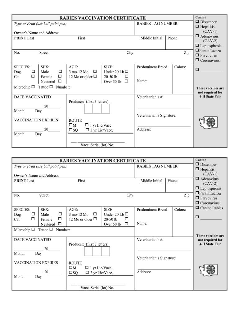 Rabies Certificate Template - Fill Online, Printable With Regard To Rabies Vaccine Certificate Template