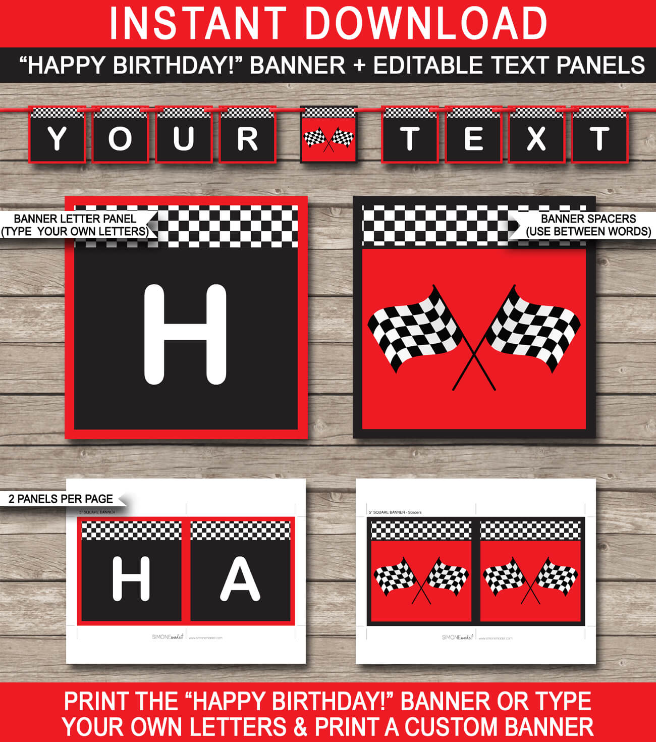 Race Car Party Banner Template – Red In Cars Birthday Banner Template