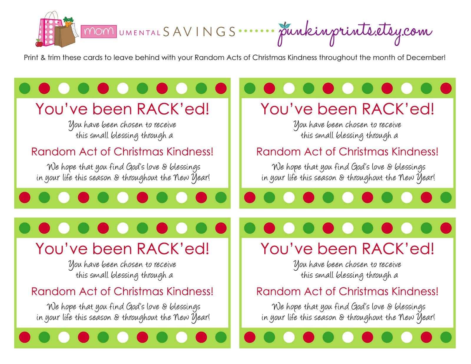 Random Act Of Christmas Kindness Cards Get The Rack d Within Random Acts Of Kindness Cards