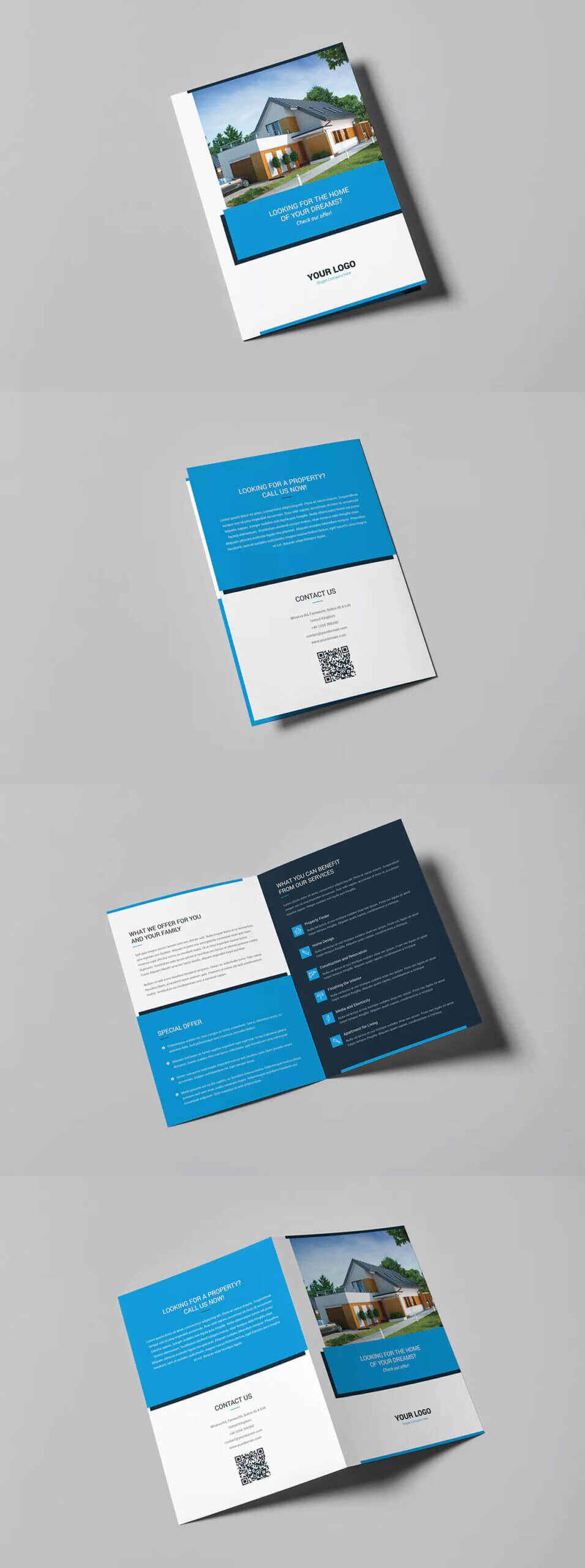 Real Estate Bi Fold Brochure Template – A4 And Us Letter For Letter Size Brochure Template