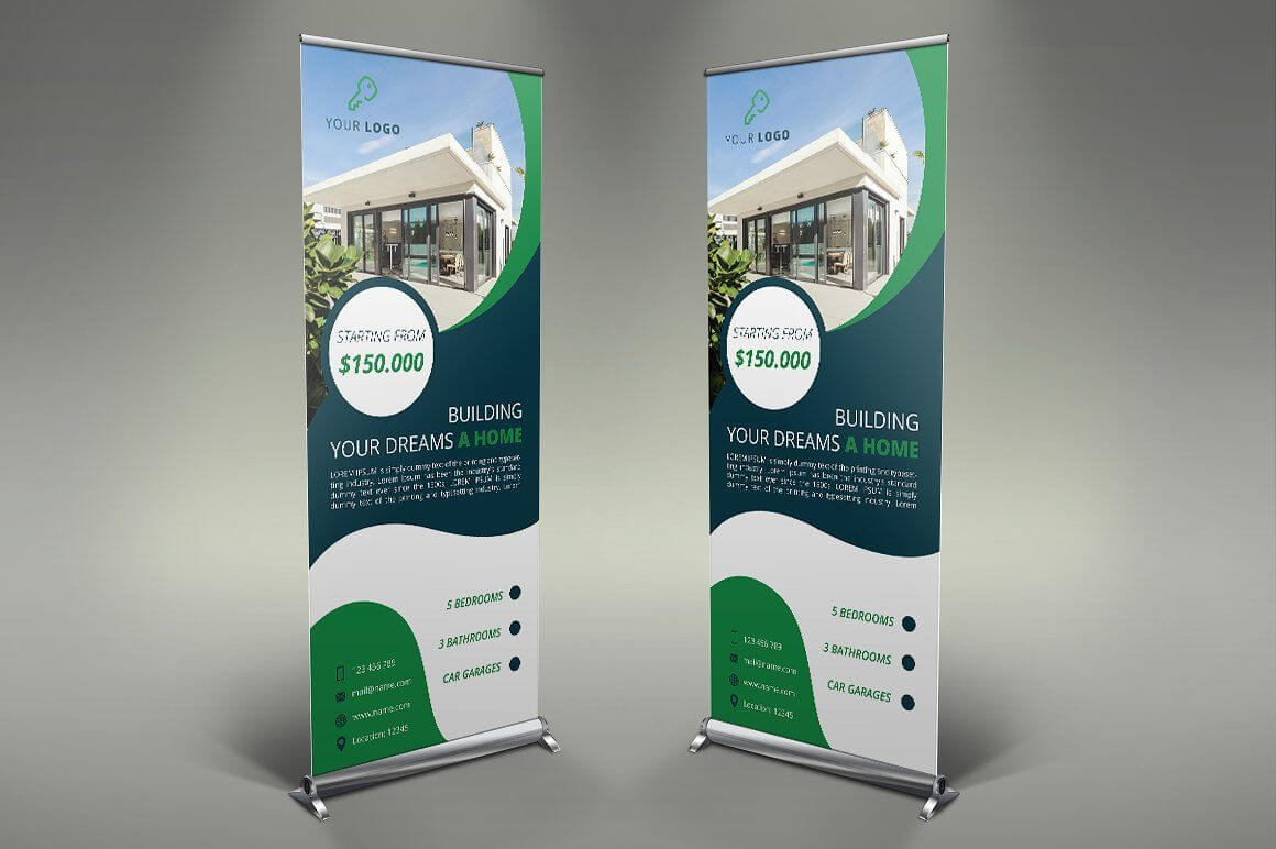 Real Estate Roll Up Banners #inches#files#psd#size | Real Throughout Retractable Banner Design Templates