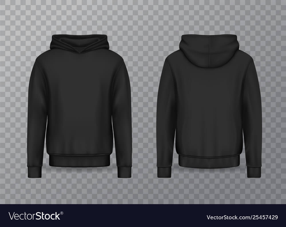 Realistic Men Hoodie Or Black 3D Hoody Sweatshirt For Blank Black Hoodie Template