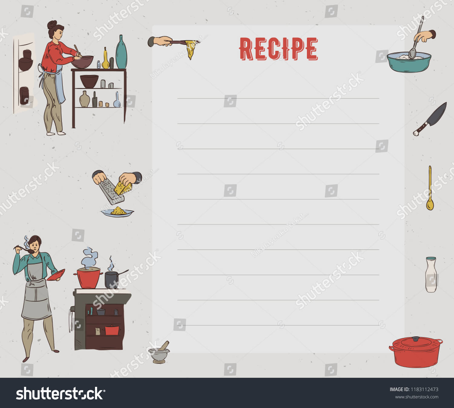 Recipe Card Cookbook Page Design Template Stock Image Throughout Restaurant Recipe Card Template