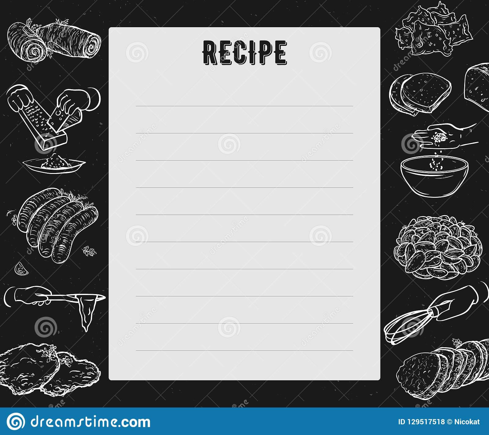 Recipe Card. Cookbook Page. Design Template With Hands With Regard To Recipe Card Design Template