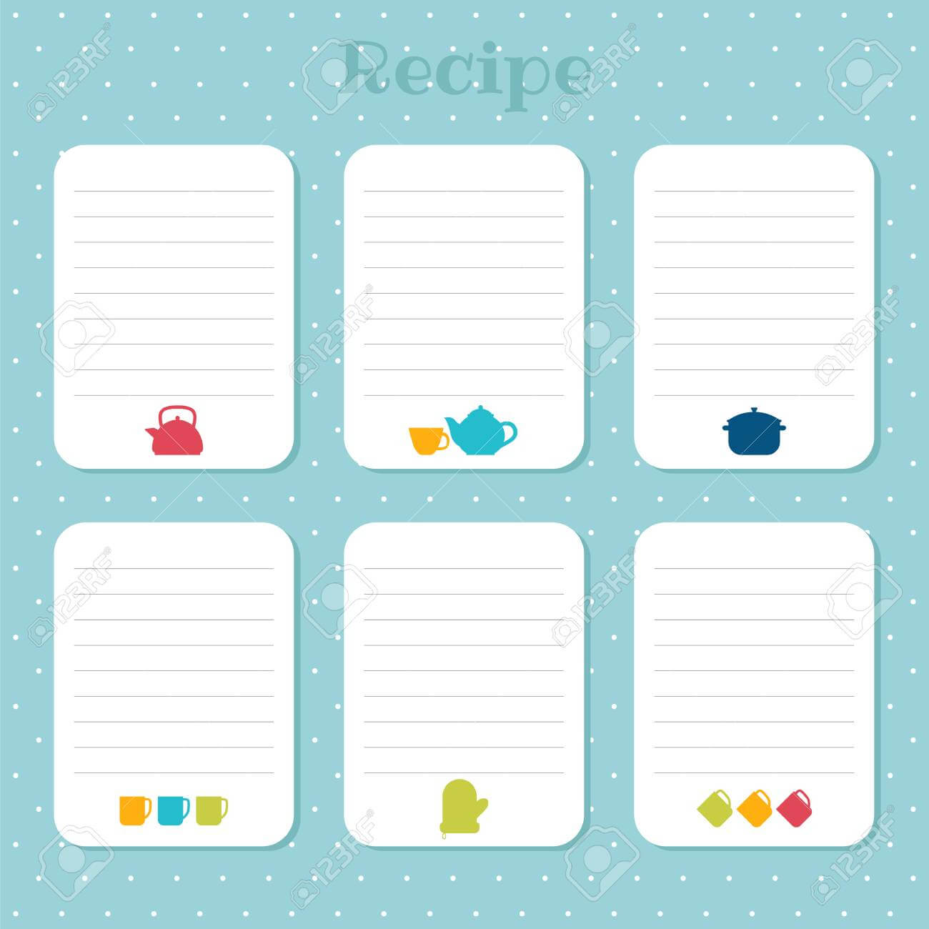 Recipe Cards Set. Cooking Card Templates. For Restaurant, Cafe,.. Pertaining To Restaurant Recipe Card Template