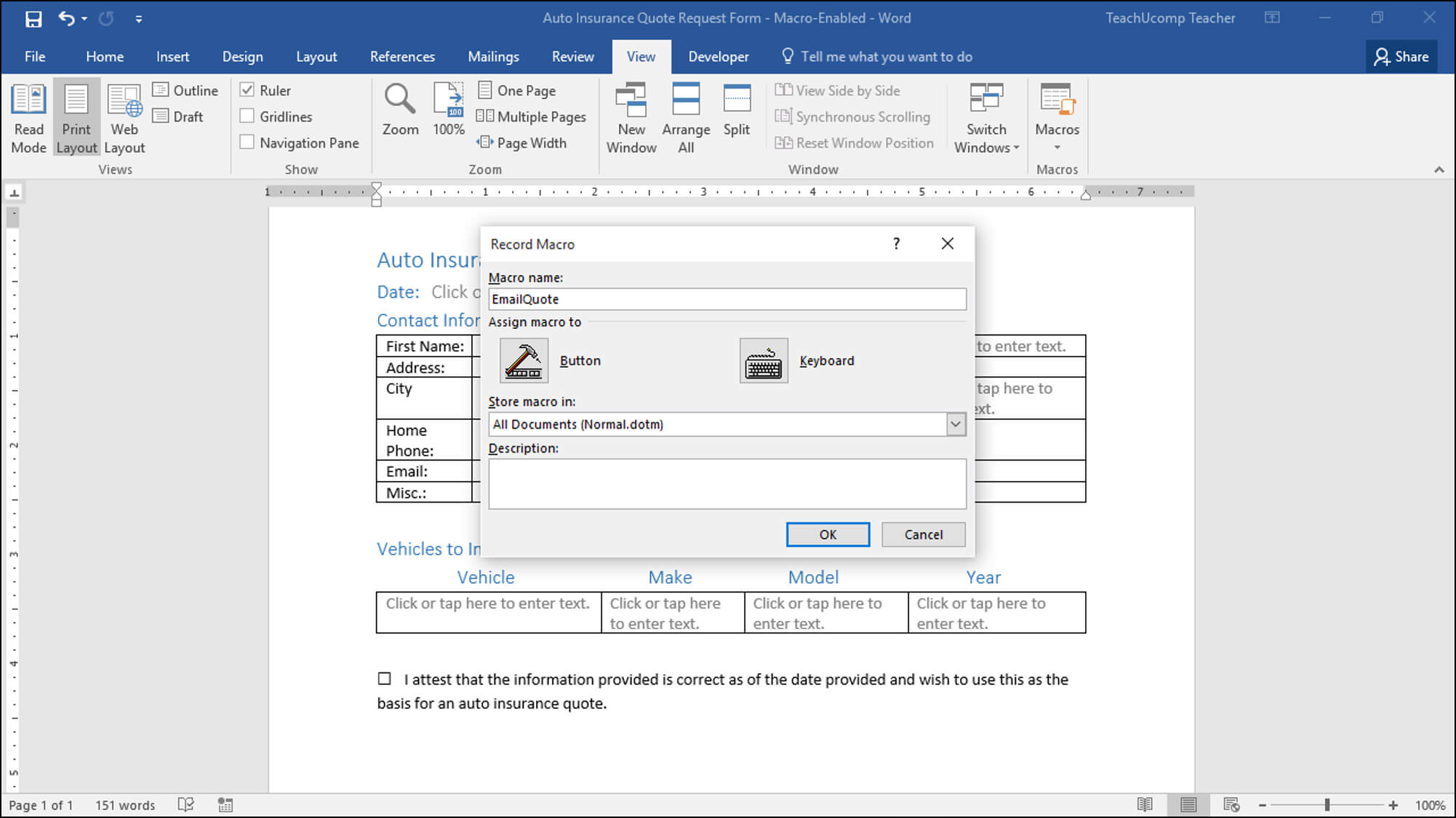 Record A Macro In Word – Instructions And Video Lesson In How To Create A Template In Word 2013