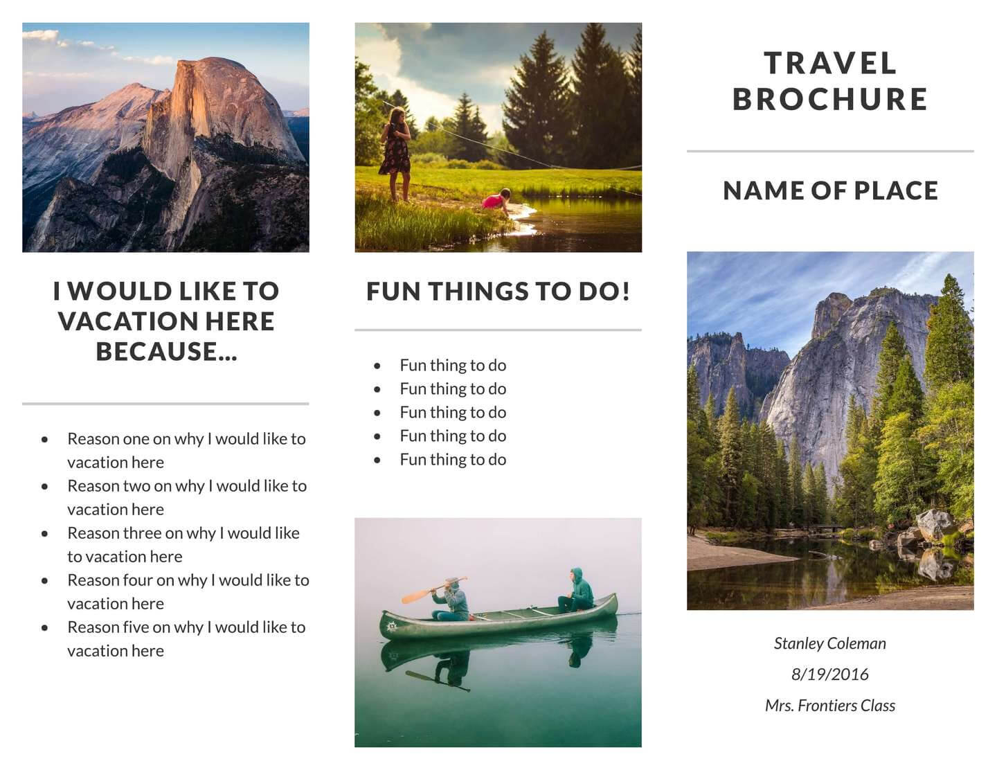 Recreation Travel Brochure Template | Lucidpress With Regard To Travel Brochure Template For Students