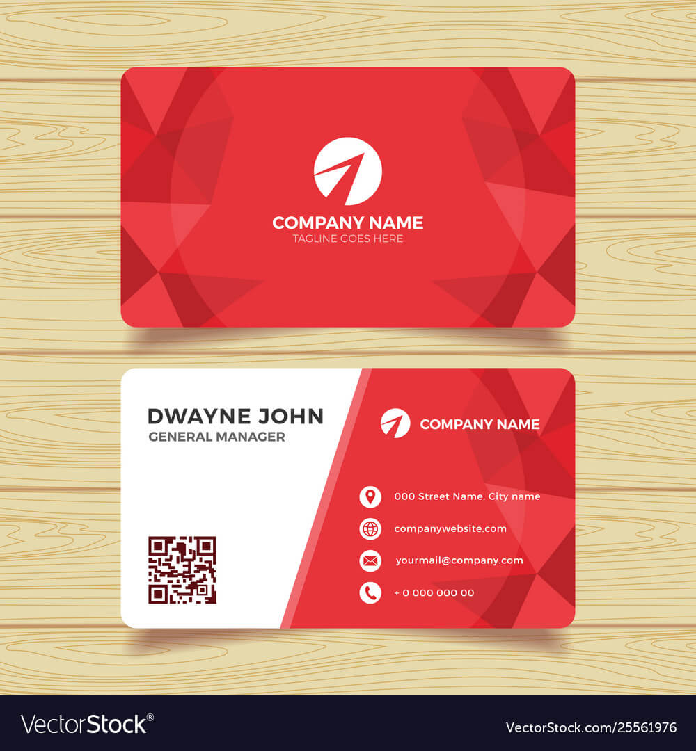Red Geometric Business Card Template Regarding Template For Calling Card
