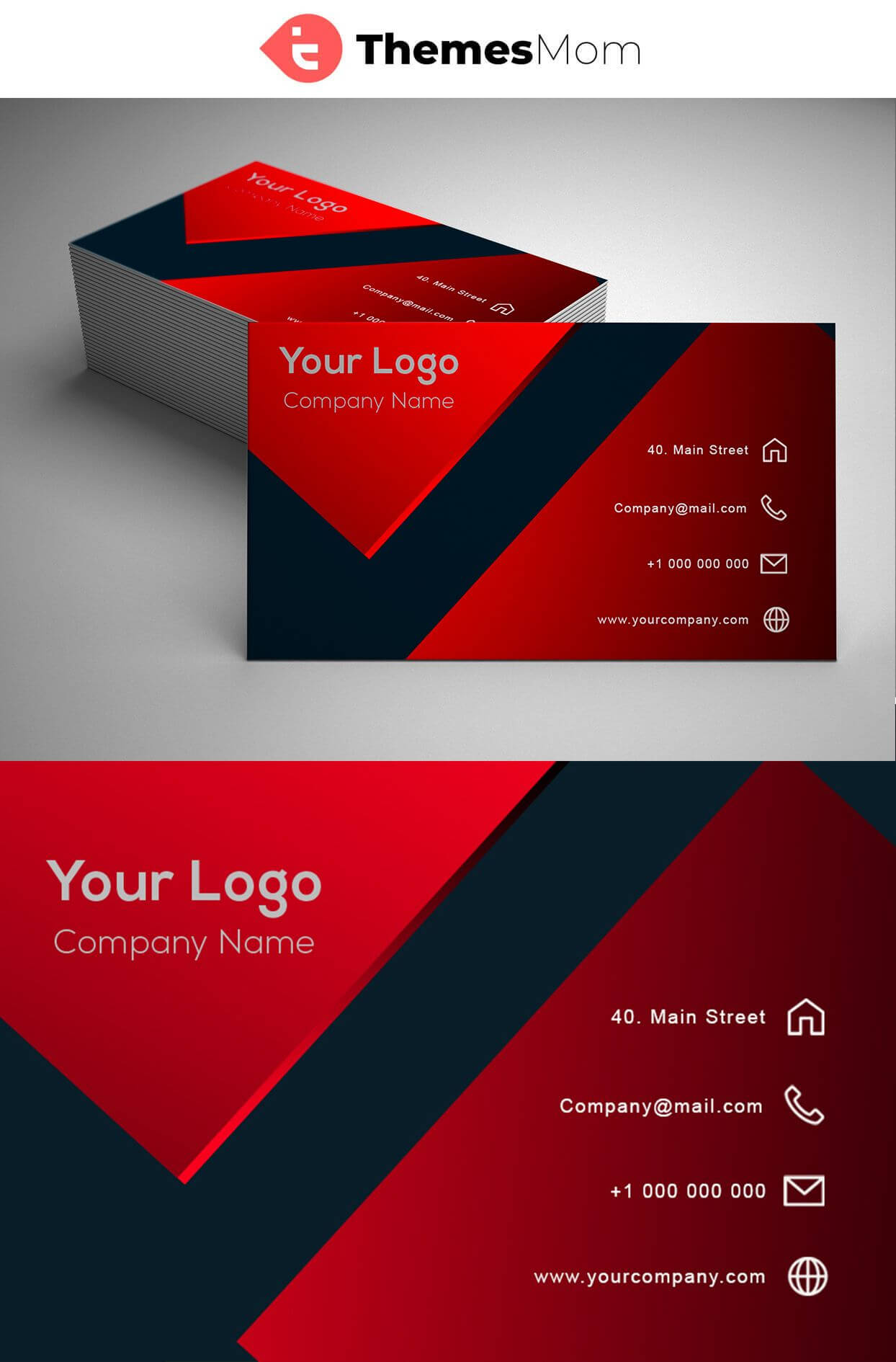 Red Modern Business Card Template | Themesmom | Modern For Advertising Cards Templates