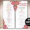 Red Wedding Program Template, Instant Download Microsoft With Free Event Program Templates Word