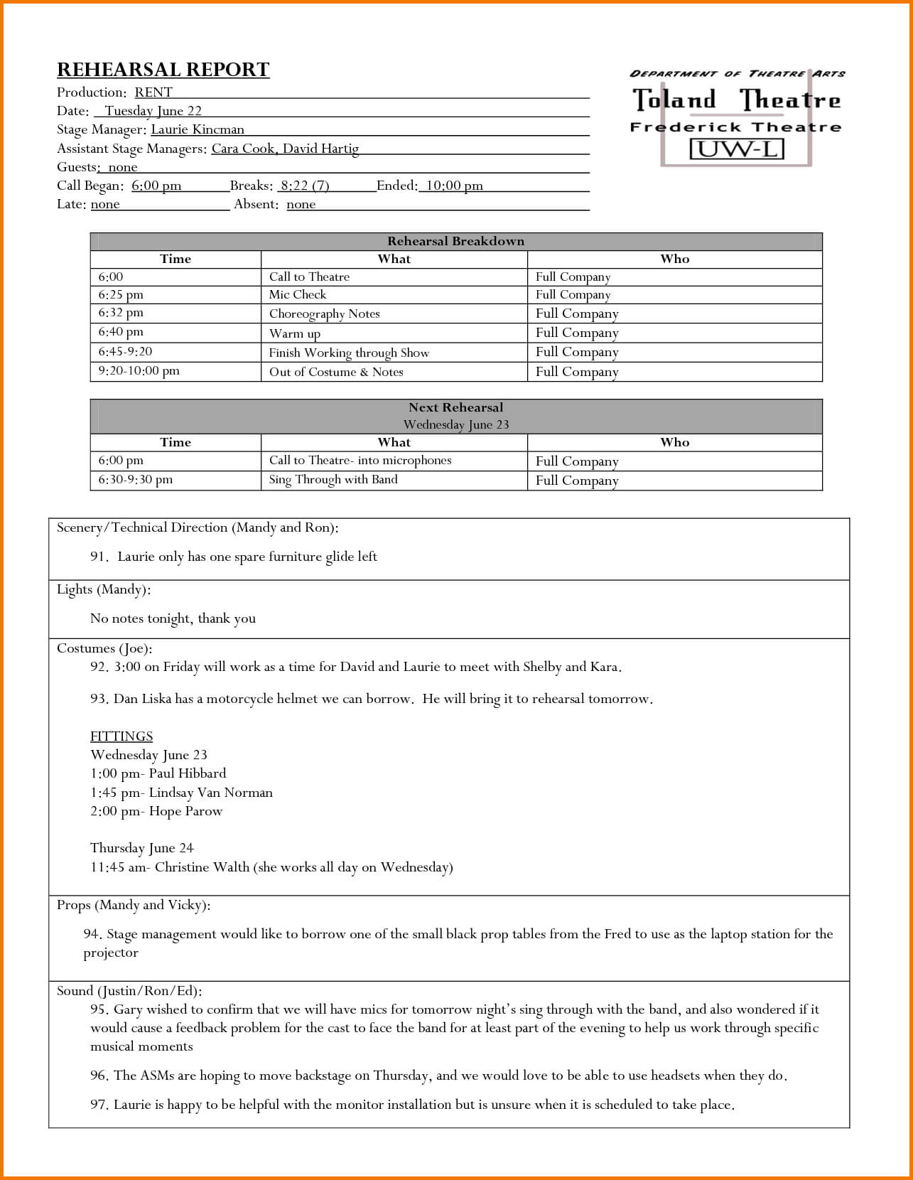 Rehearsal Report Template Editable Digital Expense | Theatre Intended For Rehearsal Report Template