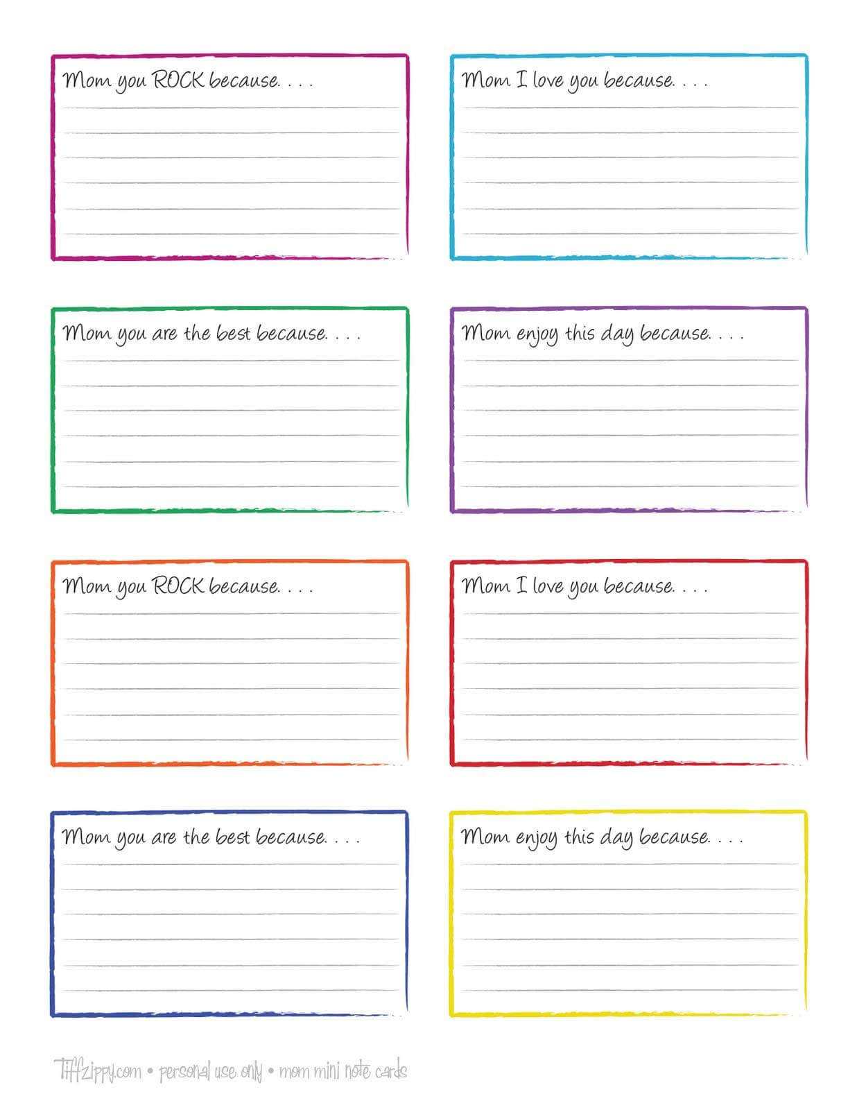 Note Card Template For Word