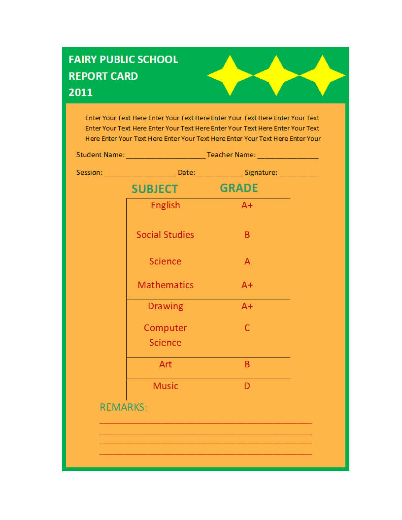 Report Card Template For Report Card Format Template – 11+ In Report Card Format Template