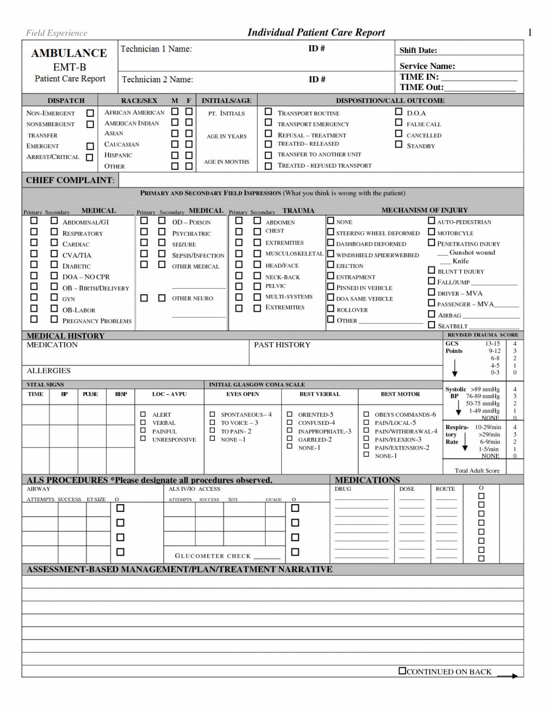 Report Examples Emt Patient E 500248 Prehospital Template With Regard To Patient Care Report Template