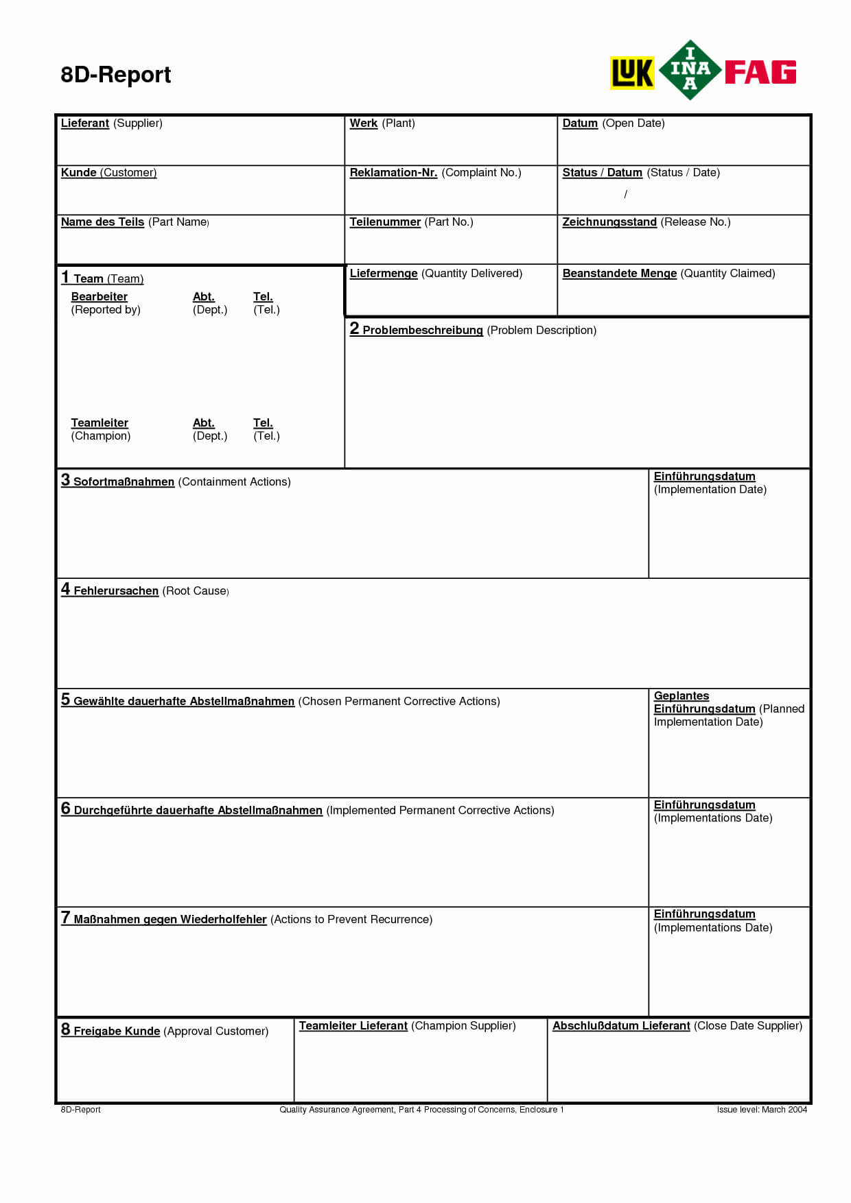 Report Examples Problem Solving Template Excel E2 80 93 Throughout 8D Report Template