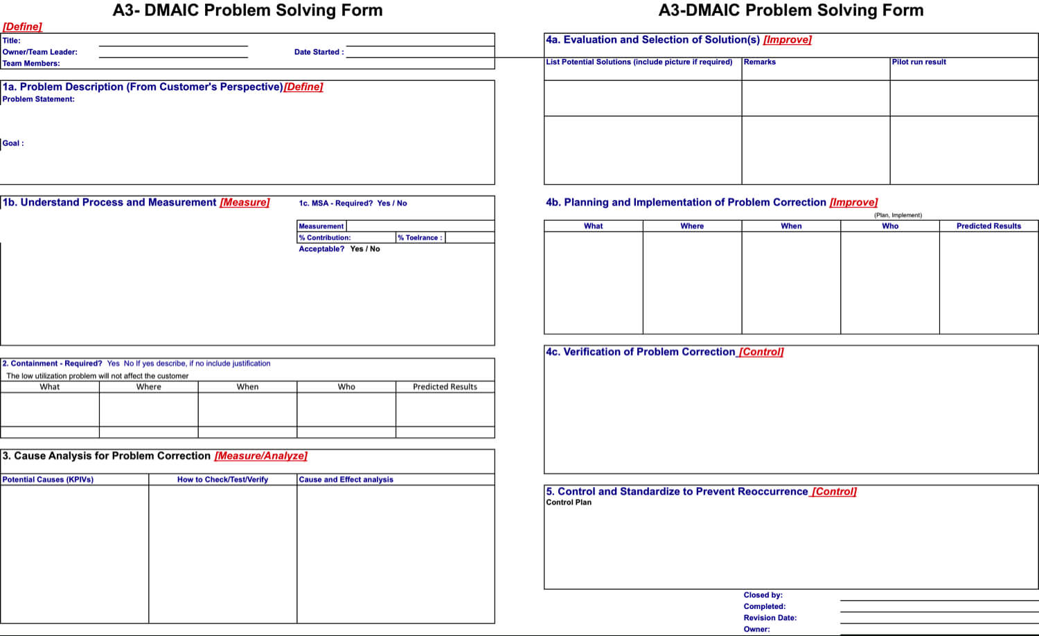 Report Examples Template Lean Manufacturing Six Sigma And Intended For Dmaic Report Template