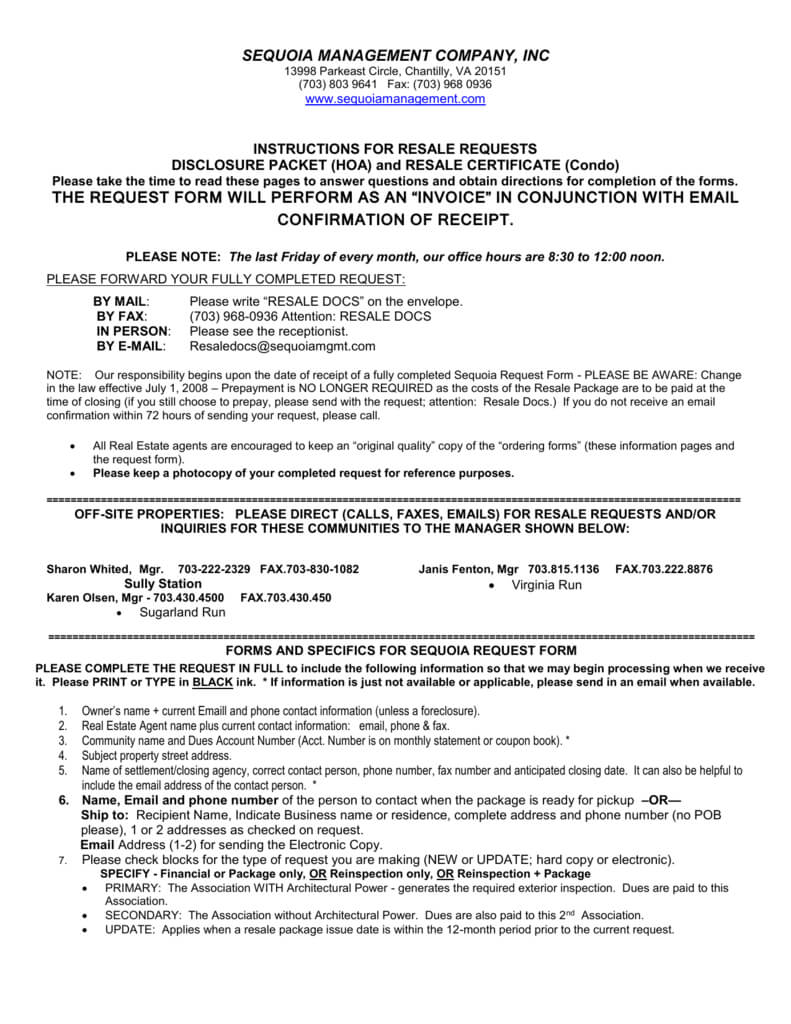 Resale Document Request Form – Centreville Community Foundation Within Resale Certificate Request Letter Template