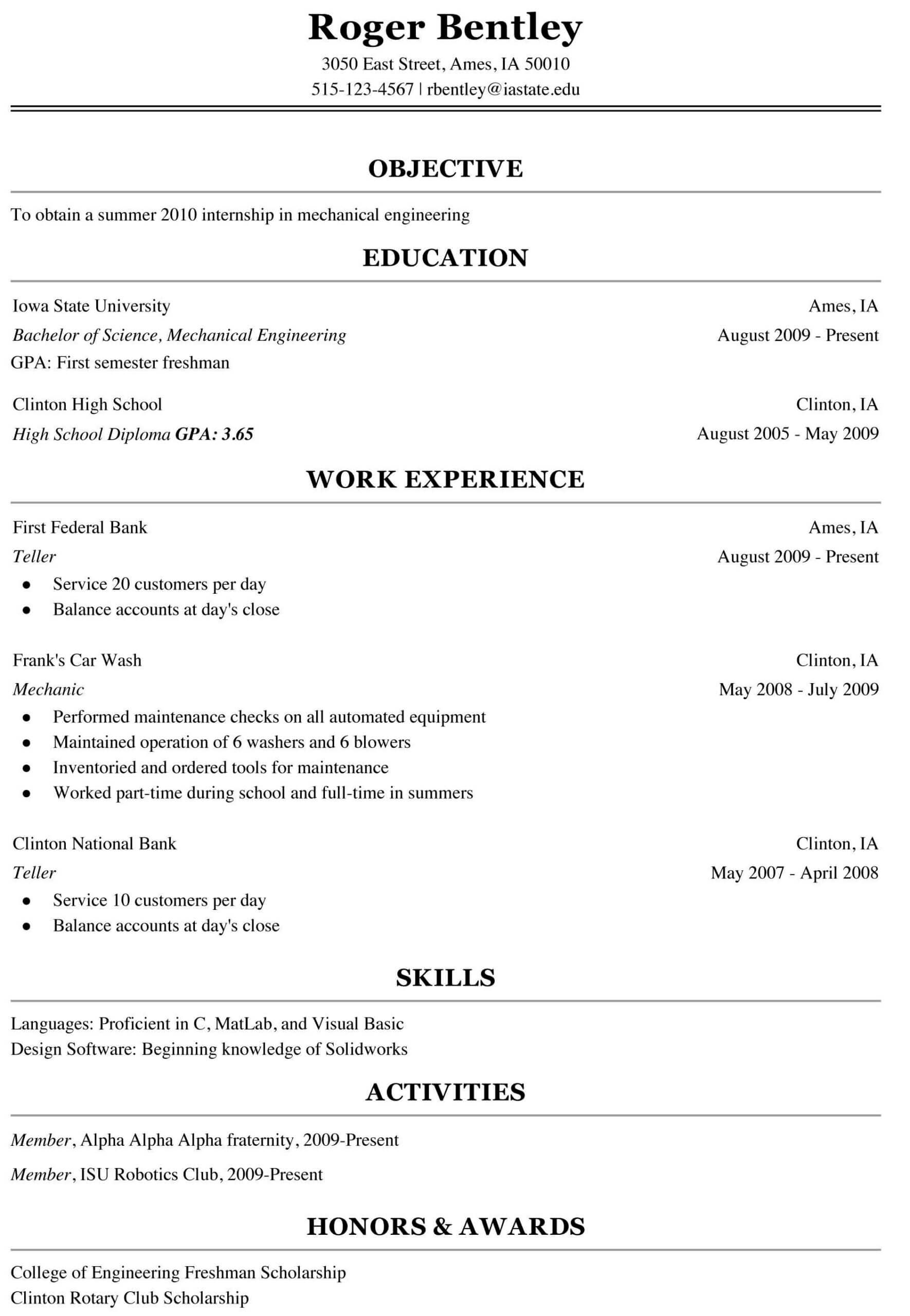 Resume Template For Freshman College Student – Forza Regarding College Student Resume Template Microsoft Word