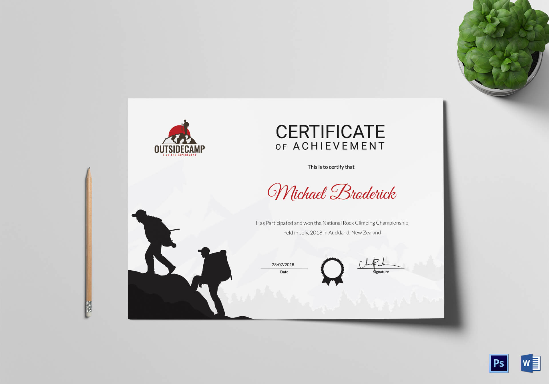 Rock Climbing Participation Certificate Template With Regard To Walking Certificate Templates