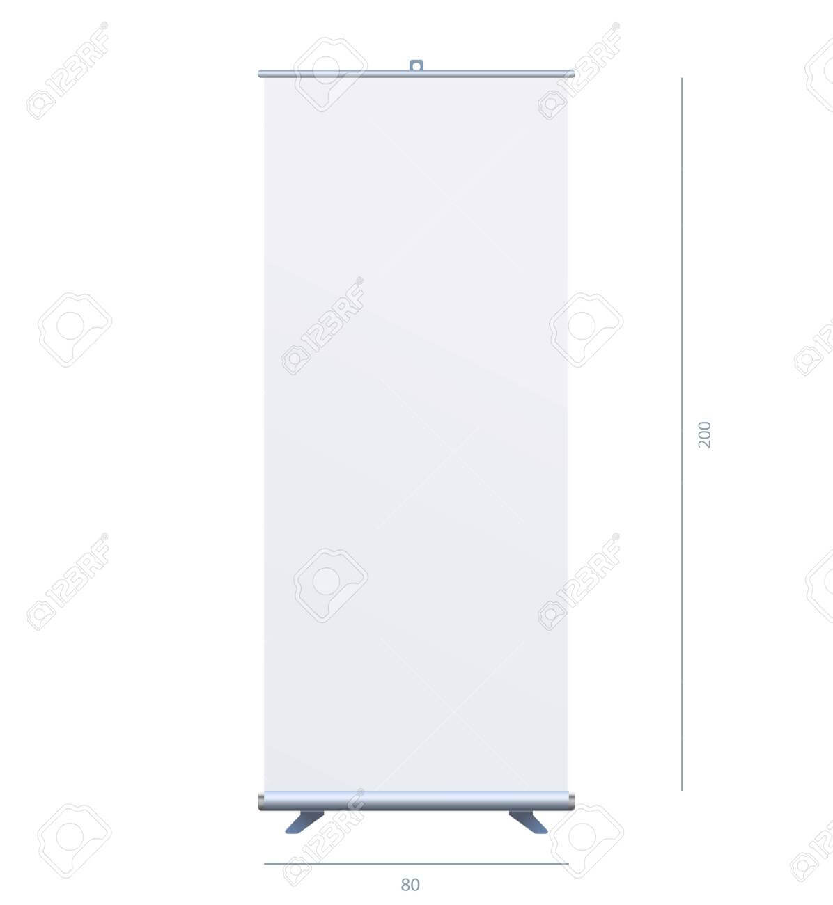 Roll Up Banner Stand On Isolated Clean Background. Design Template.. Regarding Pop Up Banner Design Template