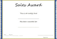 Sales Award Certificate Template - Sample Templates - Sample intended for Sales Certificate Template