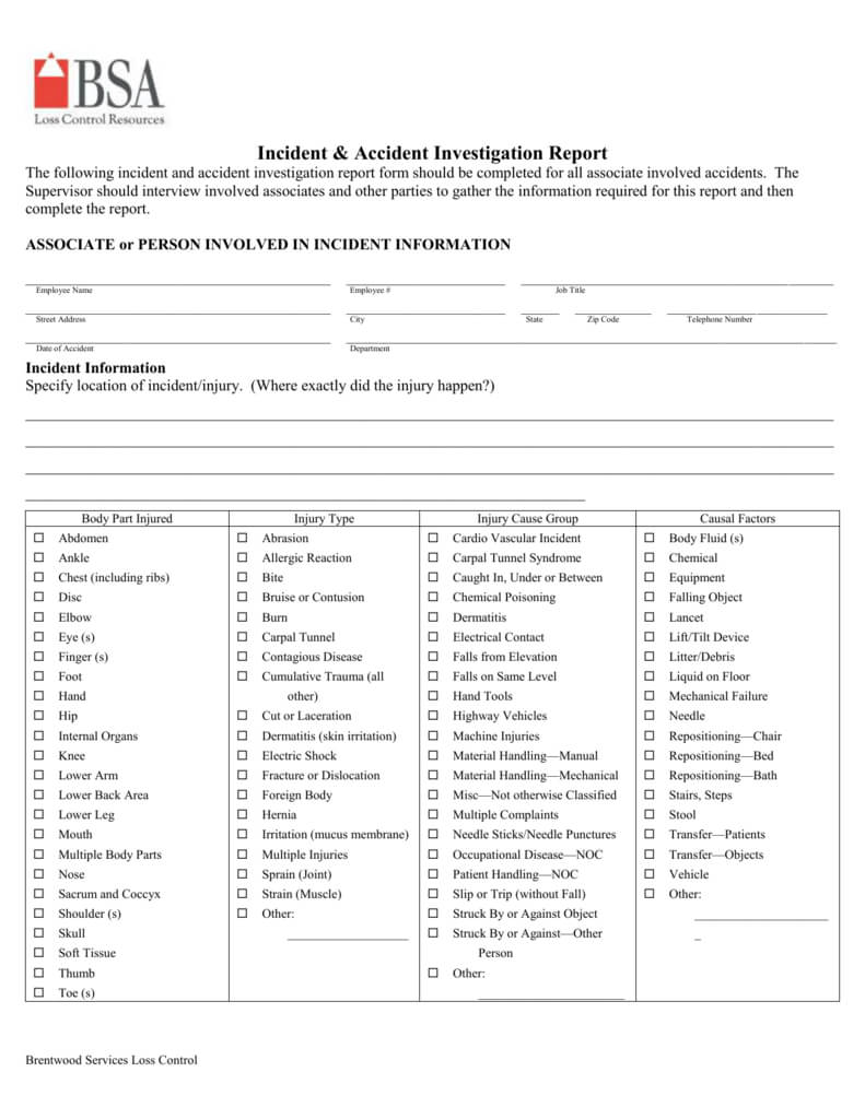 Sample Accident Investigation With Noc Report Template