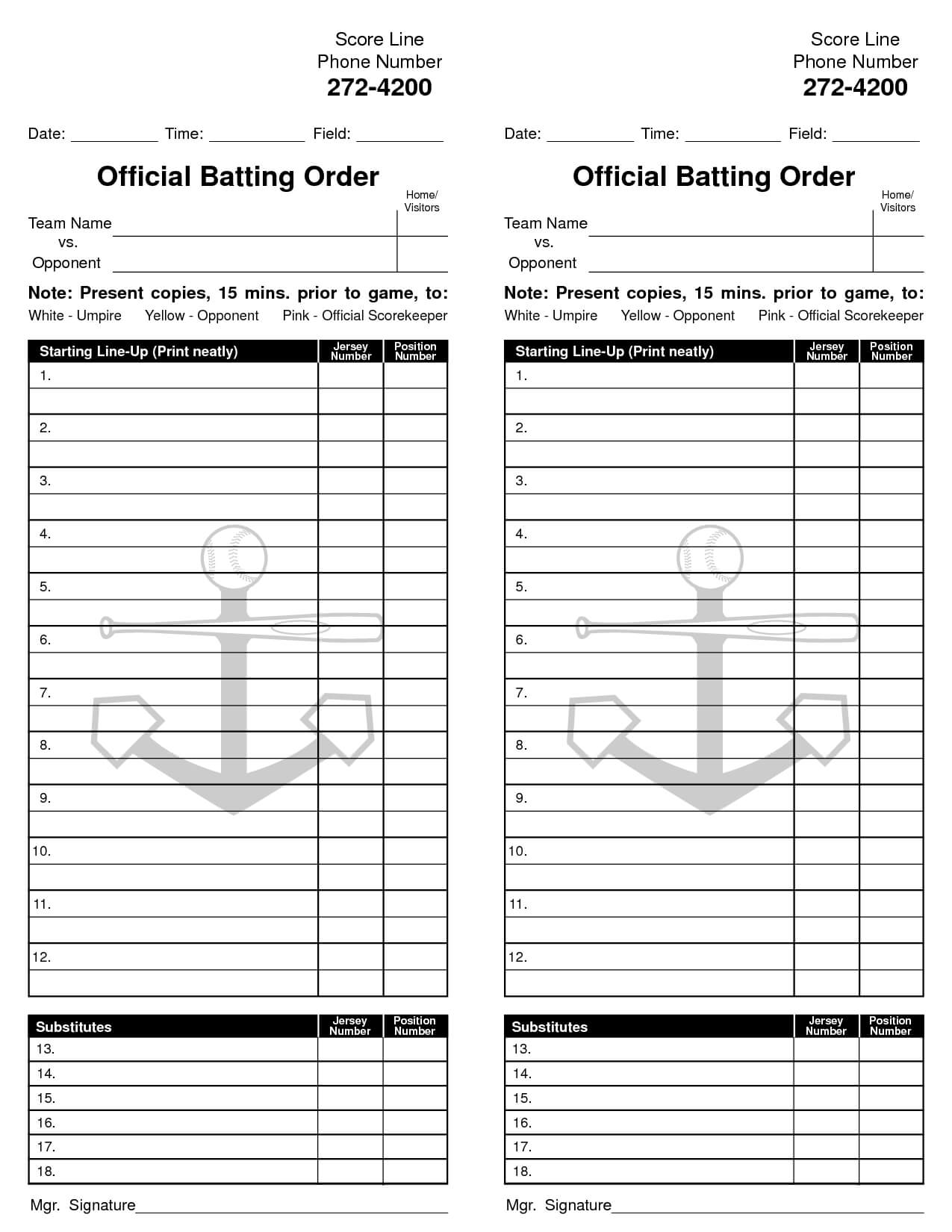 Sample Baseball Roster 6 Documents In Pdf Similiar Baseball Inside Softball Lineup Card Template