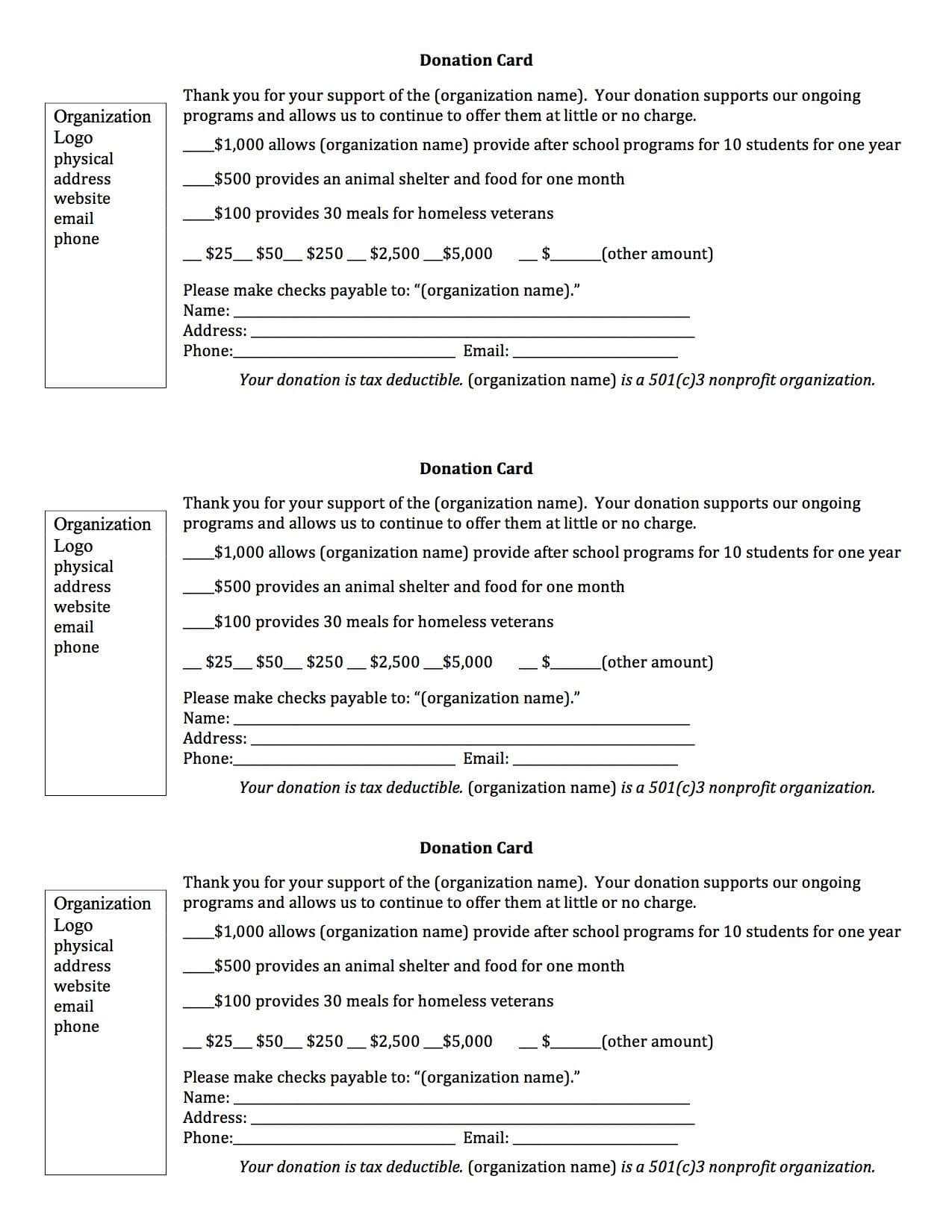 Sample Donation Request Letter And Donation Card | Donation Throughout Donation Cards Template