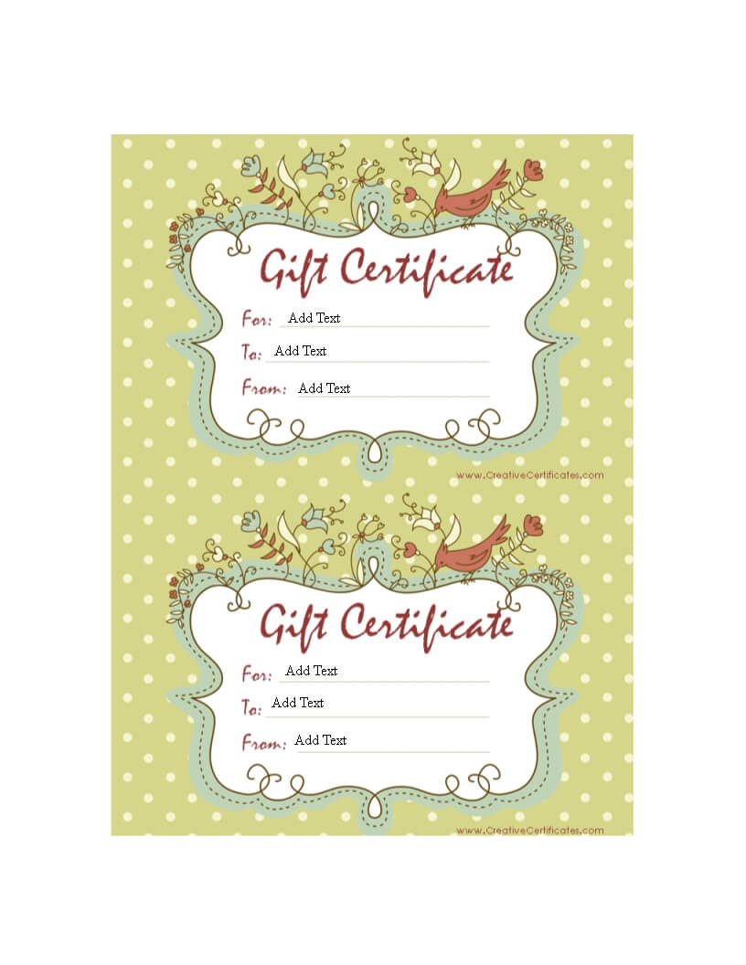 Sample Gift Certificate | Templates At Allbusinesstemplates With Homemade Gift Certificate Template