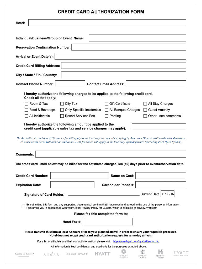 Sample Letter Of Authorisation For Credit Card Payment With Regard To Credit Card Authorisation Form Template Australia