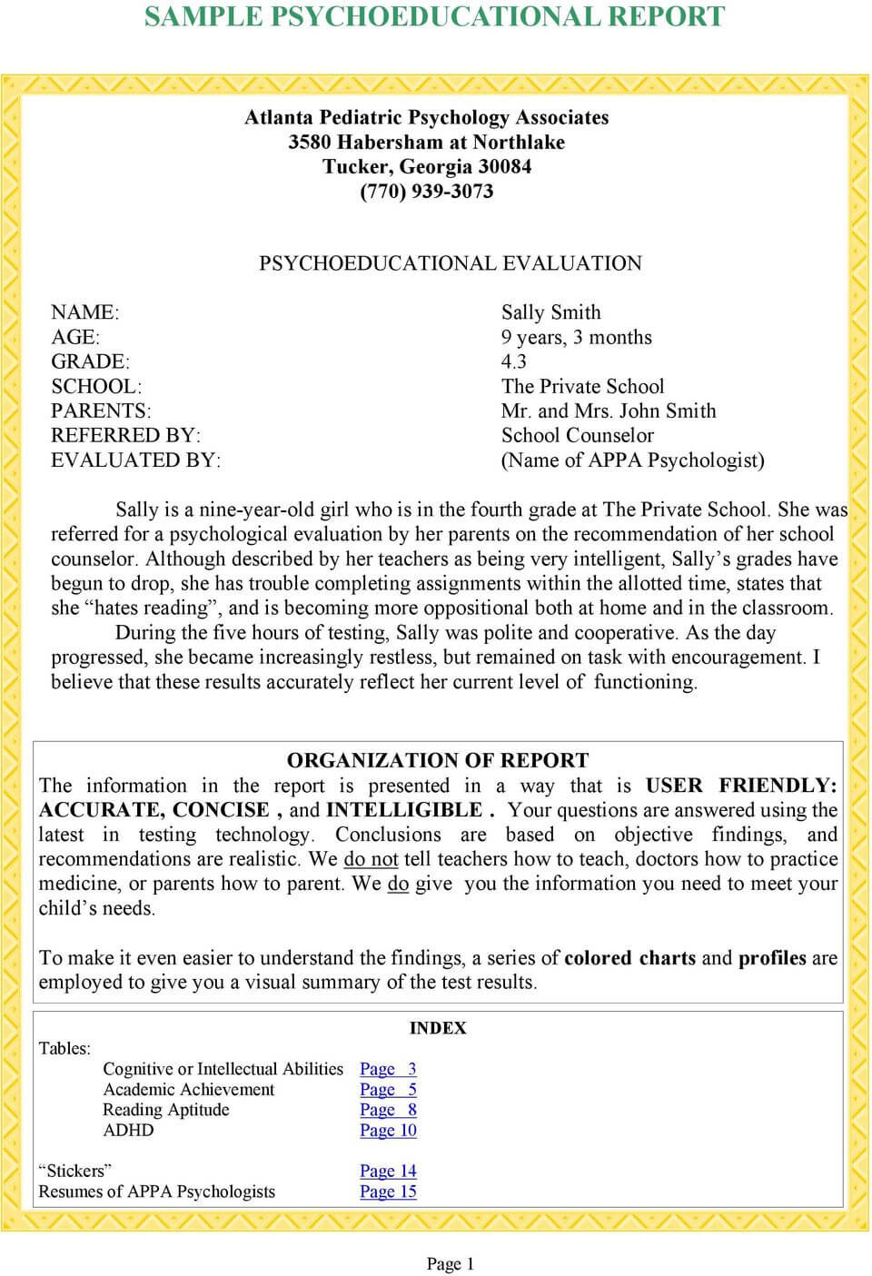 Sample Psychoeducational Report - Pdf Free Download With Regard To Psychoeducational Report Template
