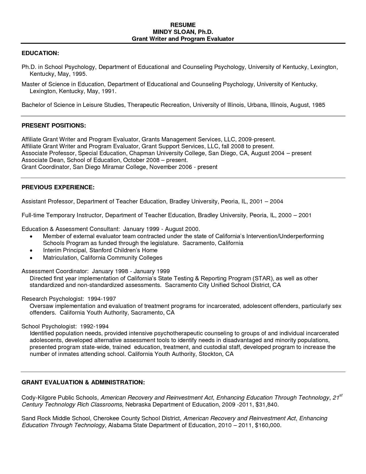 Sample Psychology Resumes – Zimer.bwong.co Within School Psychologist Report Template