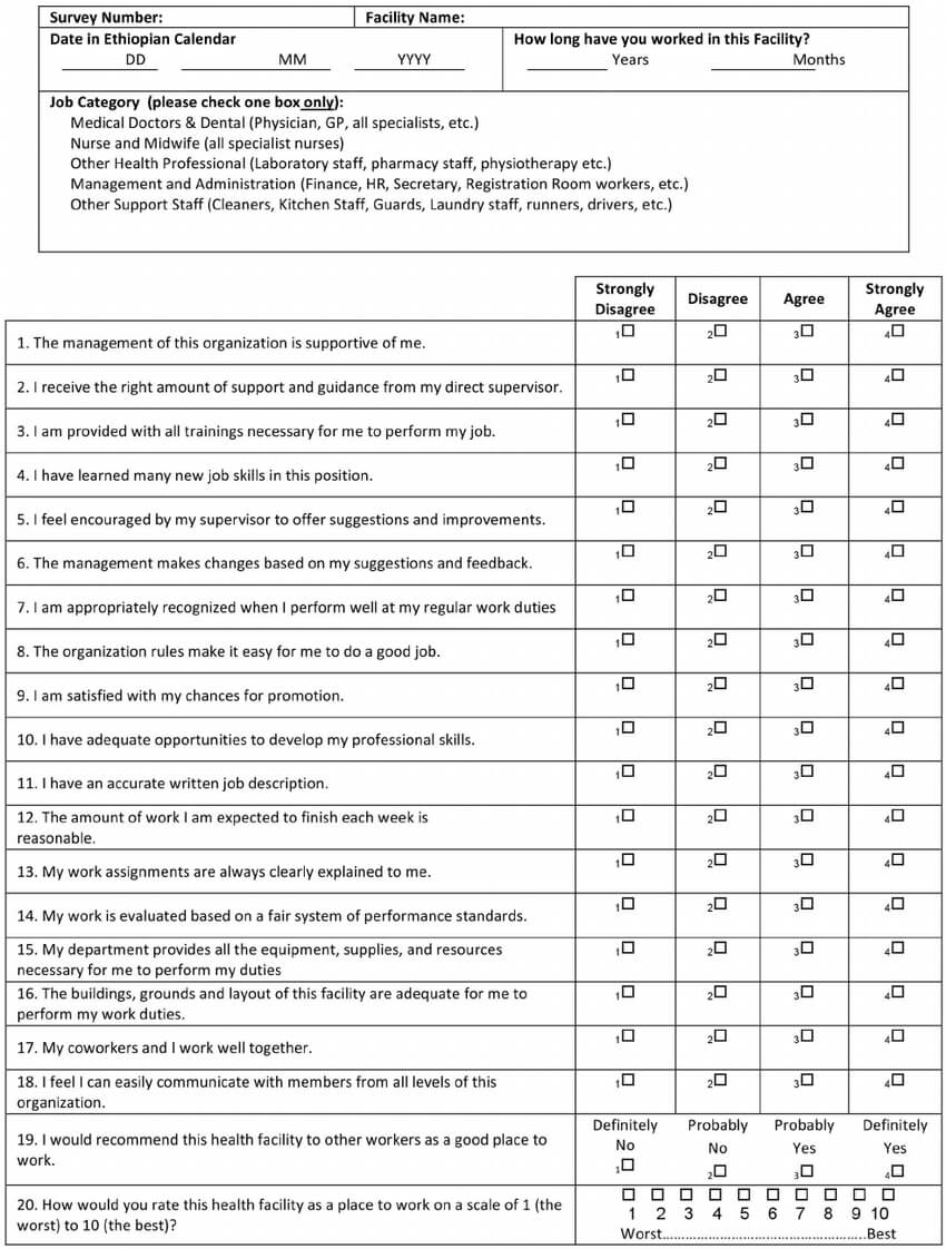 Satisfaction Of Employees In Health Care (Sehc) Survey Intended For Questionnaire Design Template Word