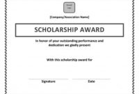 Scholarship Award Certificate Template | Certificate in Scholarship Certificate Template