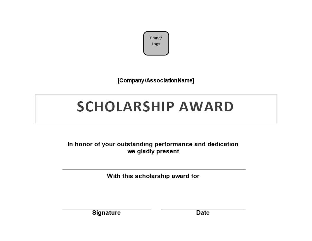 Scholarship Award Certificate | Templates At Within Certificate Of Appearance Template