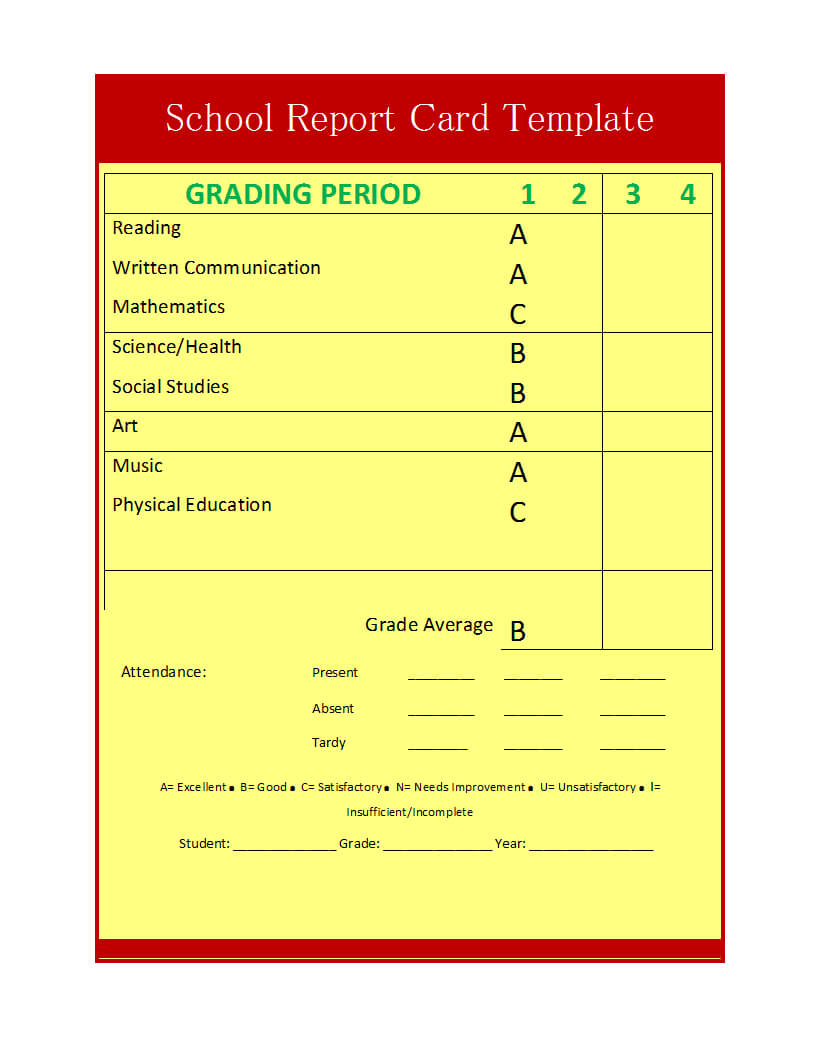School Report Template In Result Card Template