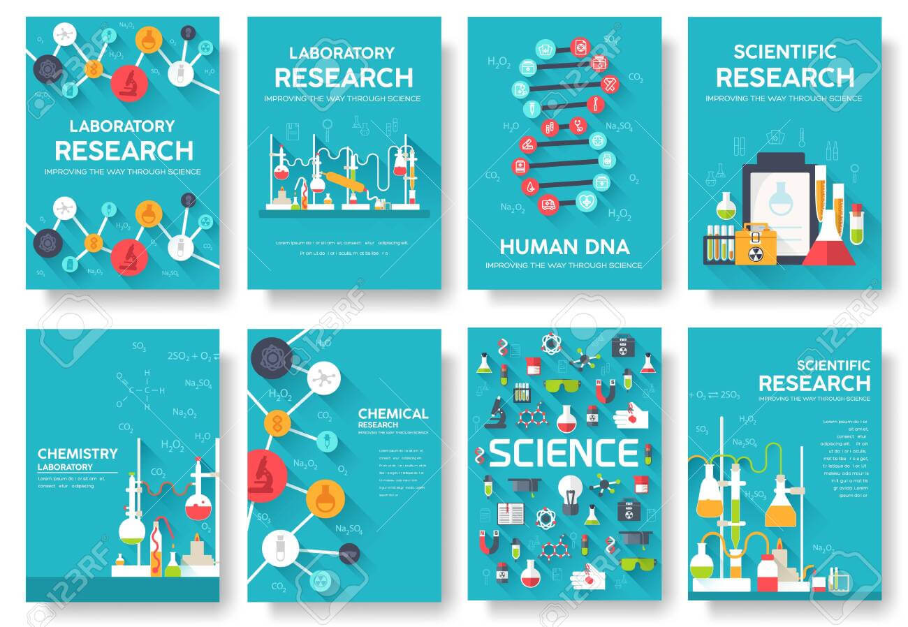 Science Information Cards Set. Laboratory Template Of Flyear,.. Regarding Science Fair Banner Template