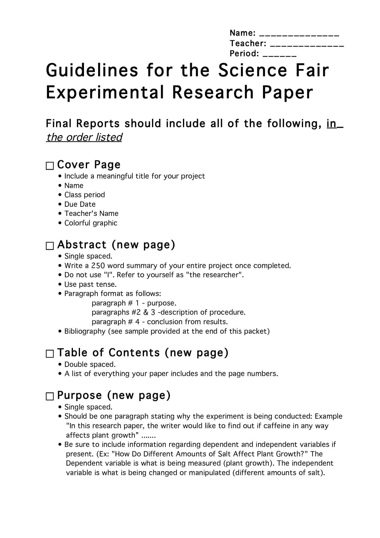 Science Ir Report Example Project Written Final Research Throughout Research Project Report Template