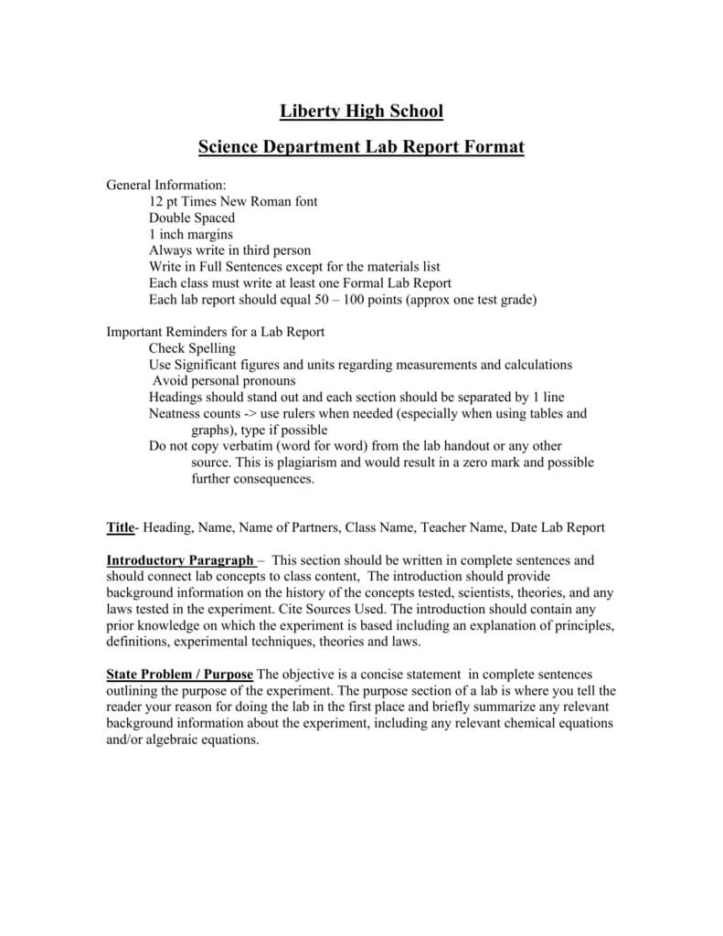 Science Report Format – Forza.mbiconsultingltd With Lab Report Template Word